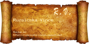 Ruzsicska Vince névjegykártya